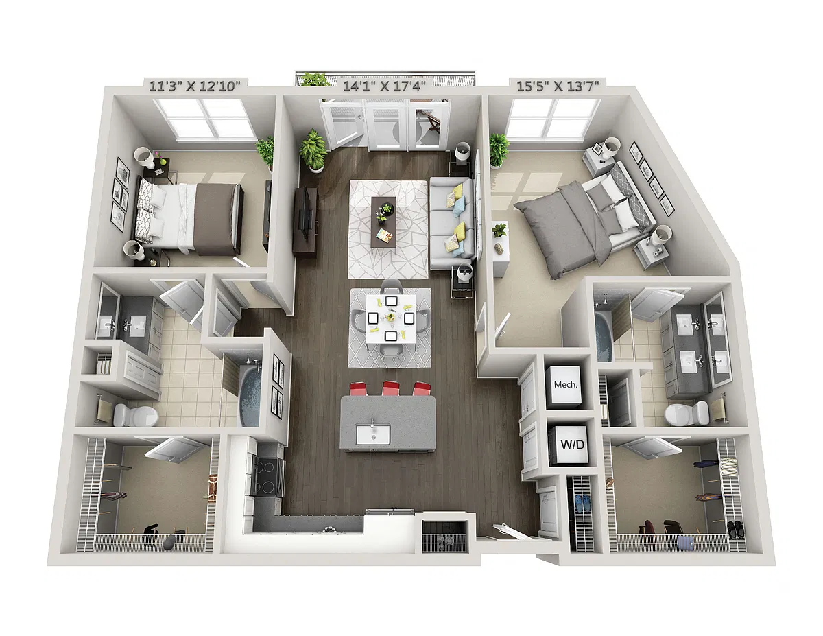 Floor plan C6 2 Bedroom 2 Bath