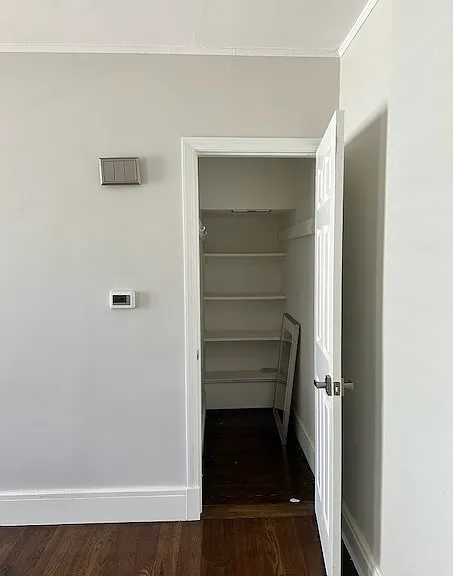 Living area closet - deep enough that it's semi-walk in