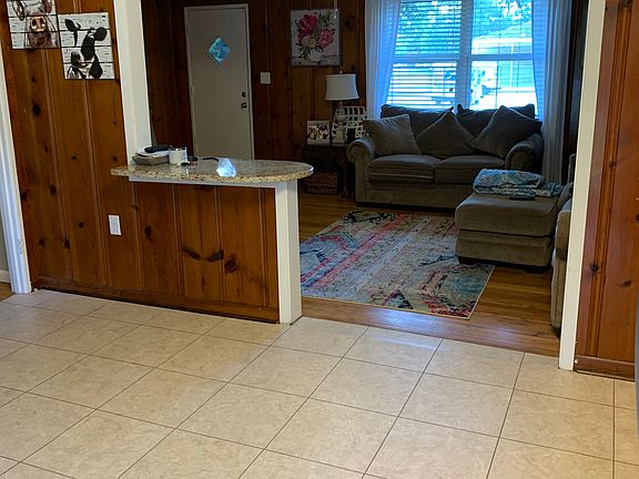 Kitchen opens to den