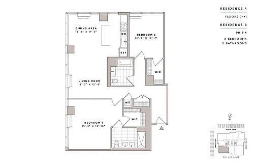 Floor plan 2 Bed2 Bath-B4