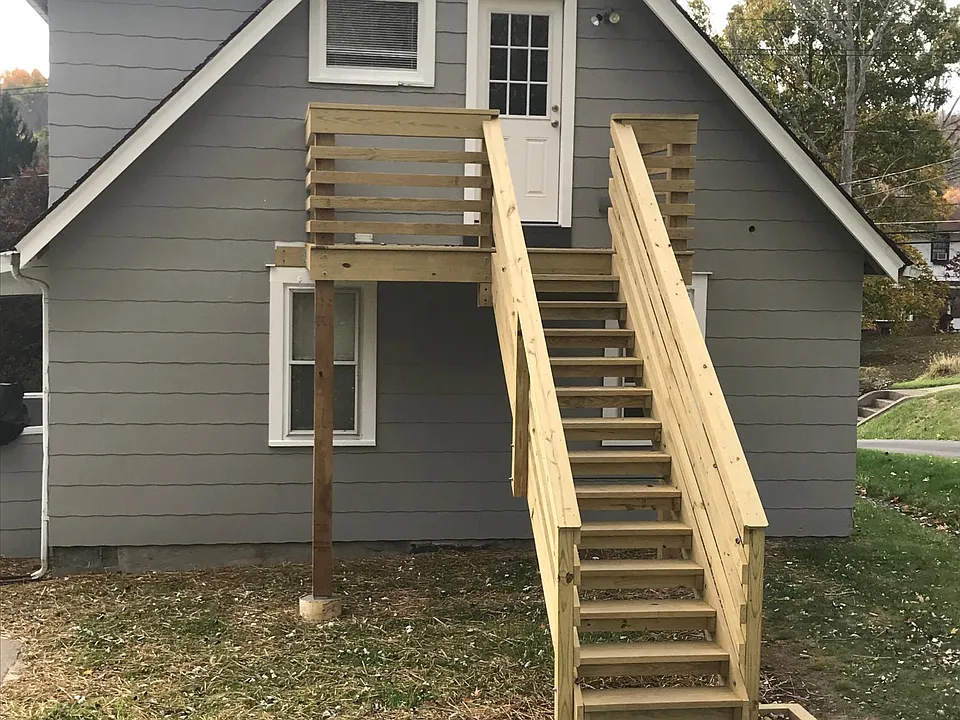 Main entrance, rear of house.
