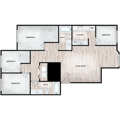 Floor plan 4 Bedroom 2 Bath