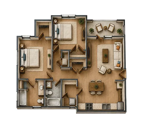 Floor plan 2 Bedroom 2 Bath