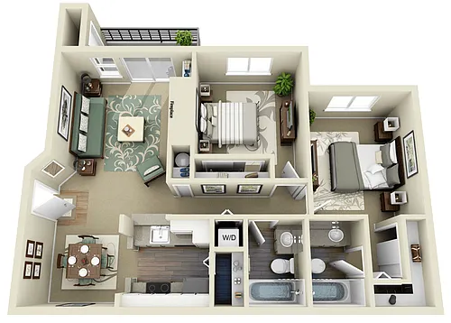 Floor plan 2 Bed/2 Bath-B2