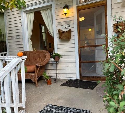 Seating area on the front porch.