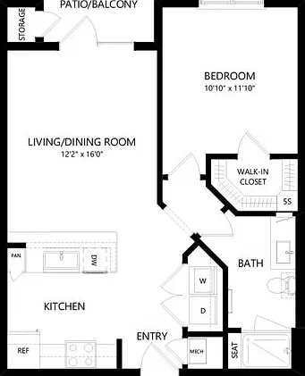 Floor plans are artist's rendering. All dimensions are approximate. Actual product and specifications may vary in dimension or detail. Not all features are available in every apartment. Prices and availability are subject to change. Floor plans are artist