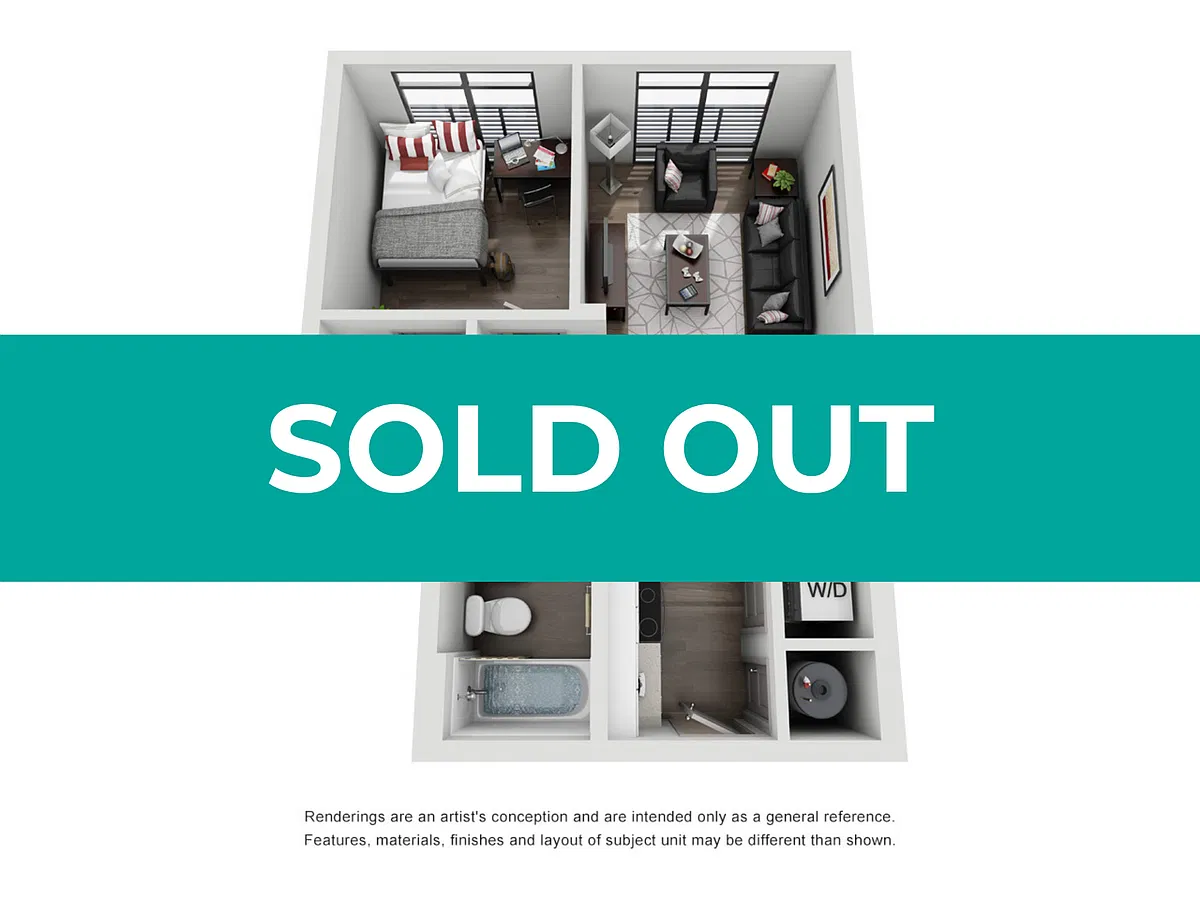 Floor plan 1BR/1BA - The Shorthorn