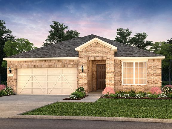 The Prosperity, a one-story home with 2-car garage, shown with Home Exterior LS202