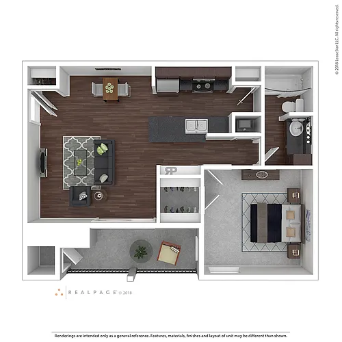 Floor plan 1D - 1 Bedroom (Aruba D)