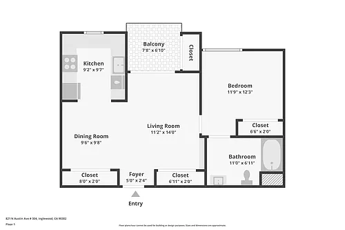 Floor plan 1BD 1BA