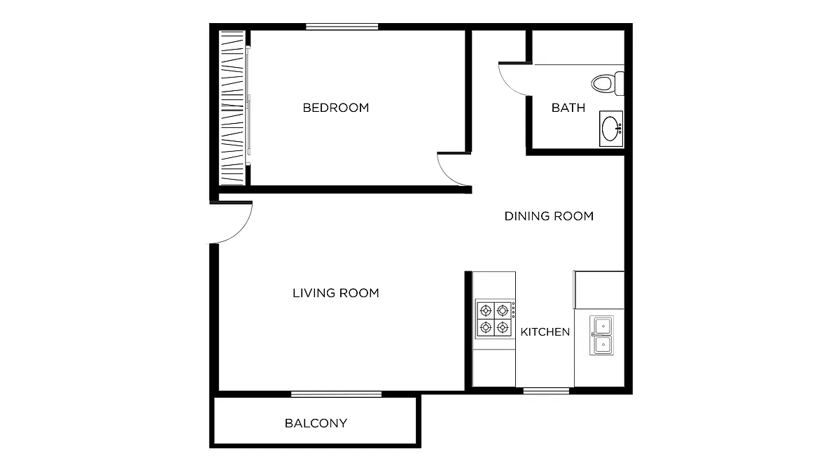 Floor plan 1 Bed 1 Bath
