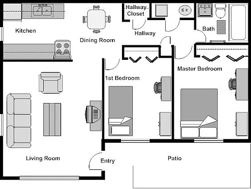 Floor plan 2 Bedroom Breakfast Bar
