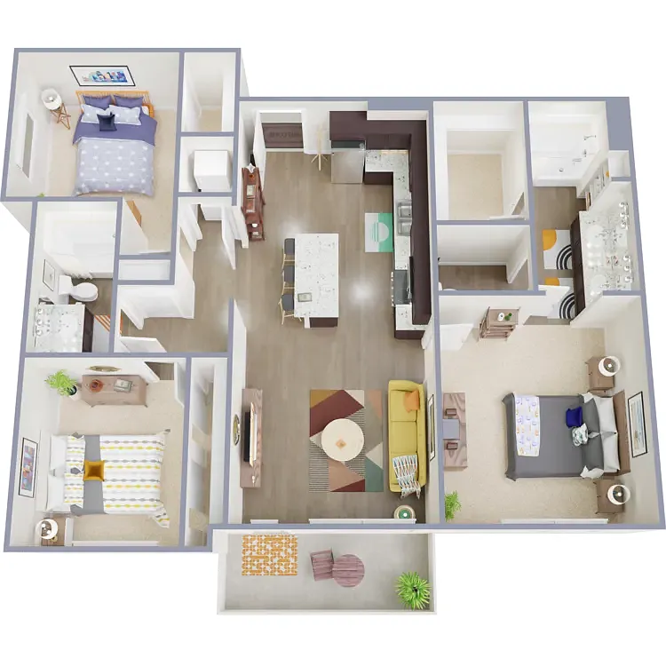 Floor plan 3x2 - 1128 sqft - C1