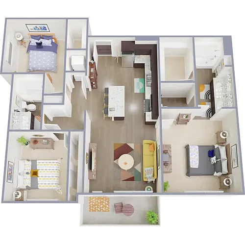 Floor plan 3x2 - 1128 sqft - C1