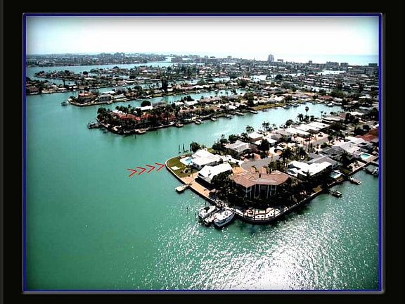 Aerial view - end of finger on open water of Boca Ciega Bay