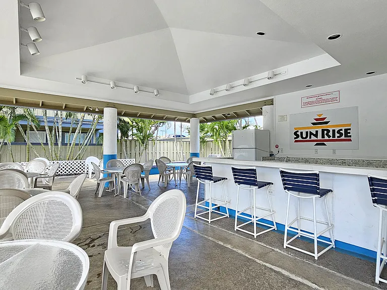 Poolside seating area