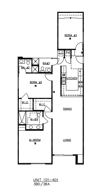 Floor plan 3 Bedroom, 3 Bath