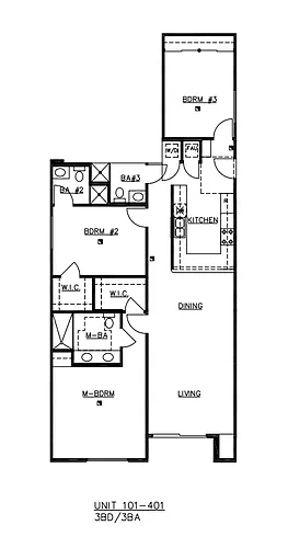 Floor plan 3 Bedroom, 3 Bath