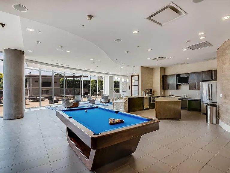 The W Lounge features a full catering kitchen and billiards table