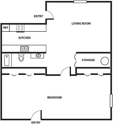 Floor plan 1-bed, 1-bath at Greenway
