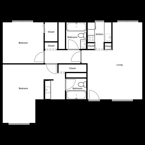 Floor plan 2 Bedroom 2 Bathroom
