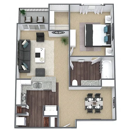 Floor plan A3: 1 Bed 1 Bath