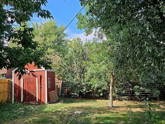Back yard with large shed