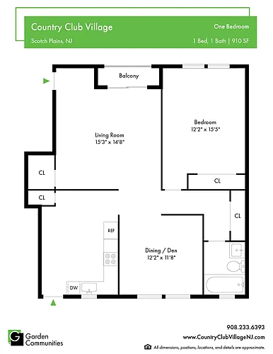 Floor plan $2.31/sq.ft. - One Bedroom