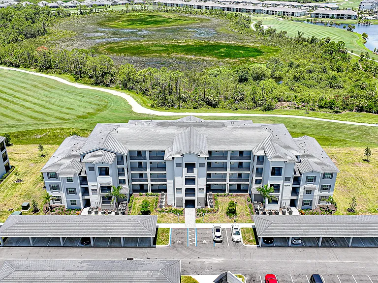 View of building, hole #10, and Preserve.