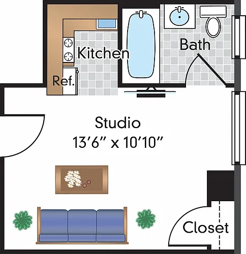 Floor plan Renovated Studio 05 Tier