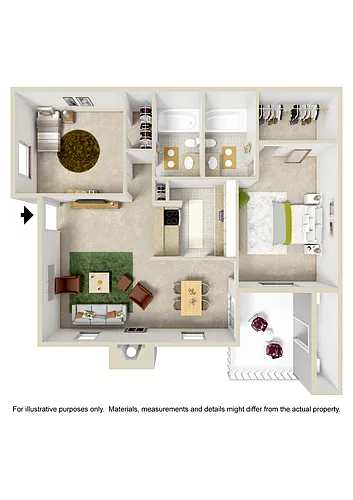 Floor plan 2 Bed (W/D Conn. / Fireplace Optional)