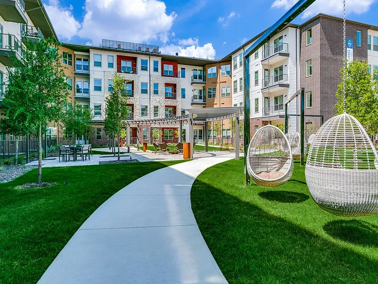 Outdoor courtyard with lounge areas