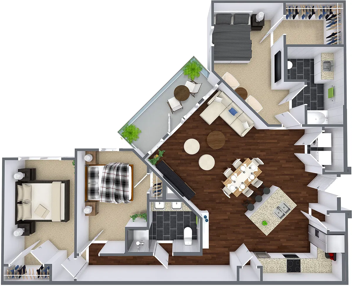 Floor plan Three Bedrooms/Two Baths
