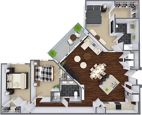 Floor plan Three Bedrooms/Two Baths