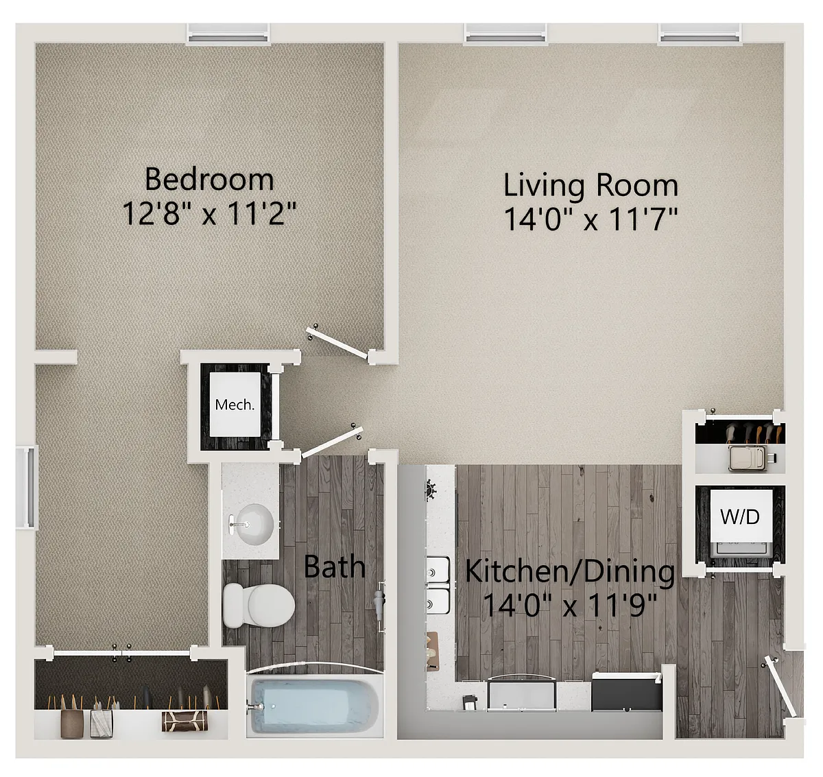 Floor plan A3 - One Bedroom with Nook