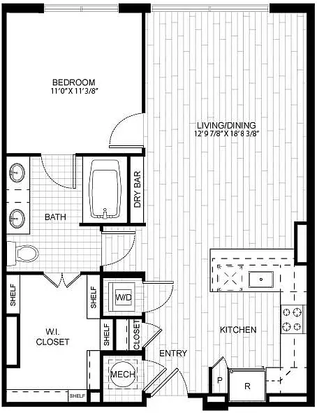 Floor plan 1 Bed/1 Bath-T_A03