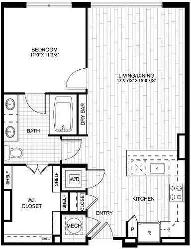 Floor plan 1 Bed/1 Bath-T_A03