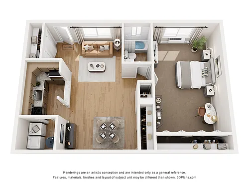 Floor plan 1 BR 1 Bath Premium - Renovated