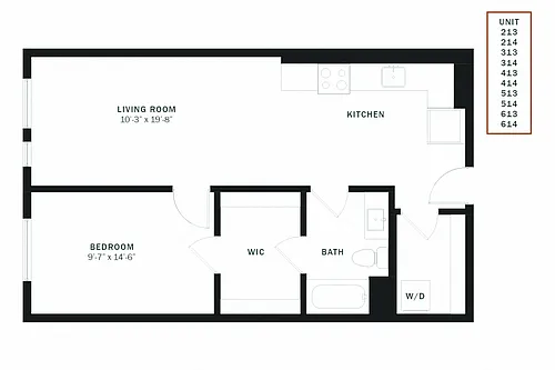 Floor plan Coen 1 Bedroom A2