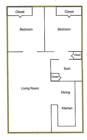 Floor plan 2 Bed 1 Bath B