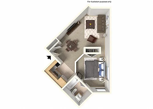 Floor plan Junior One Bedroom Renovated