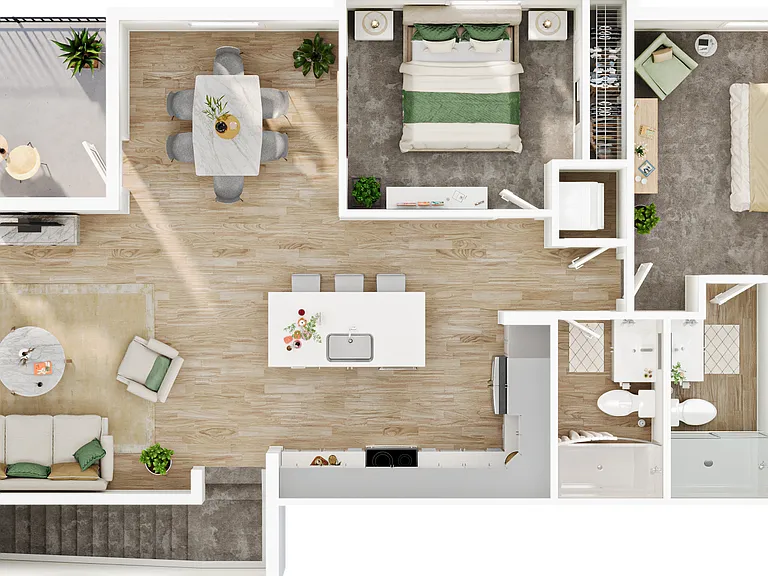 MF U1 Townhome 2bed - 2 bath - 1251 sqft