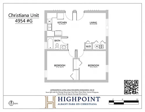 Floor plan 2 Bed 1 Bath