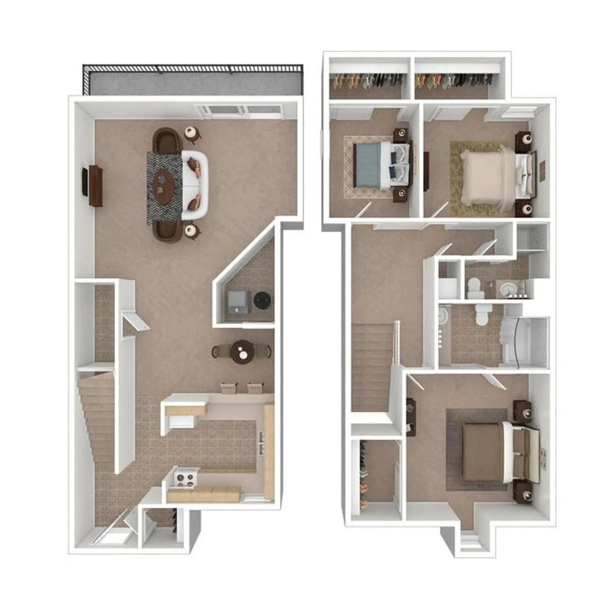 Floor plan 3 Bedroom, 2 Bath