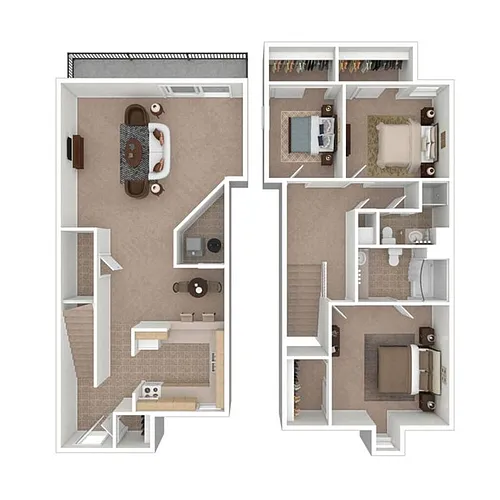 Floor plan 3 BR - 2 BTH