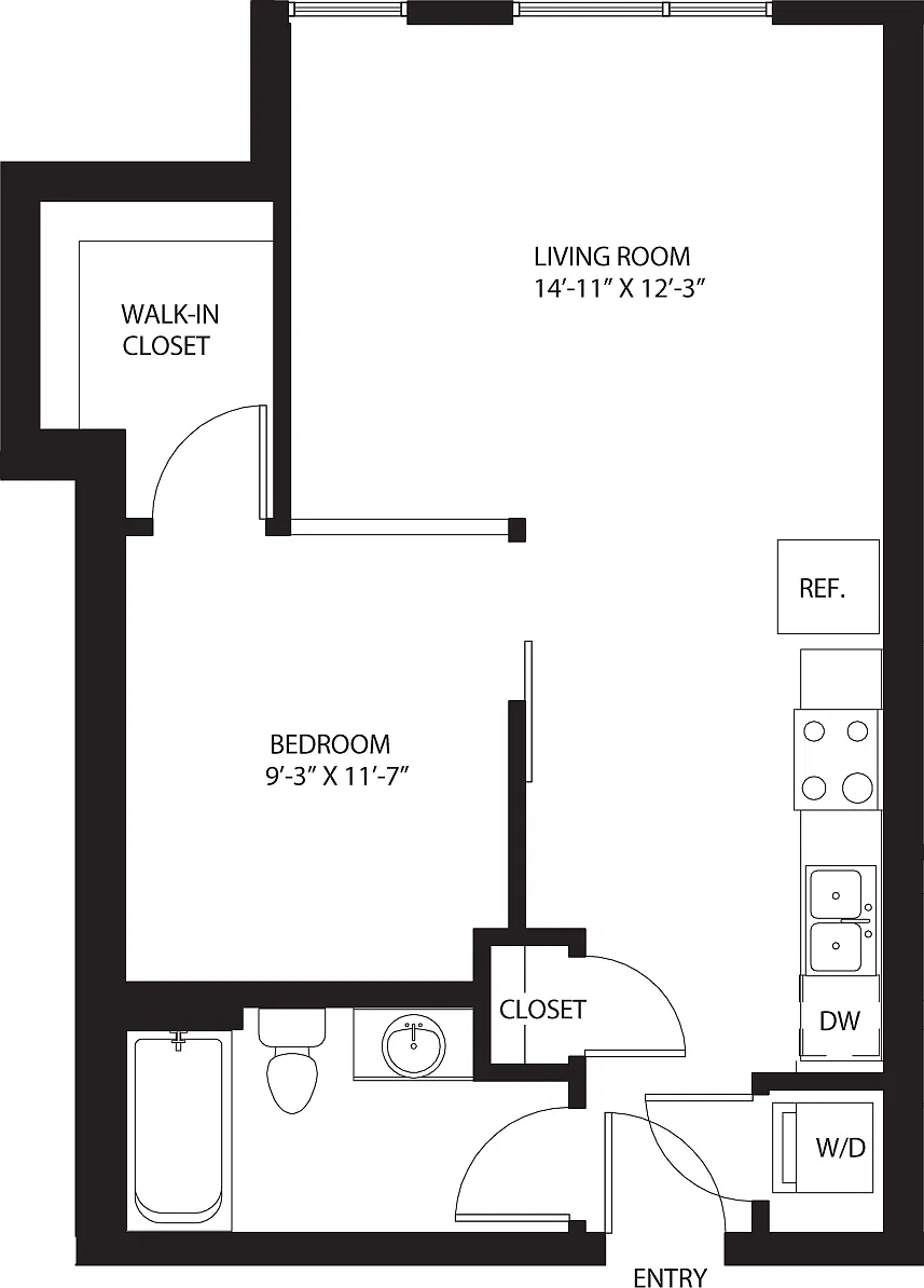 Floor plan One Bedroom O4-A