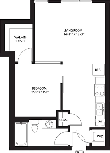 Floor plan One Bedroom O4-A