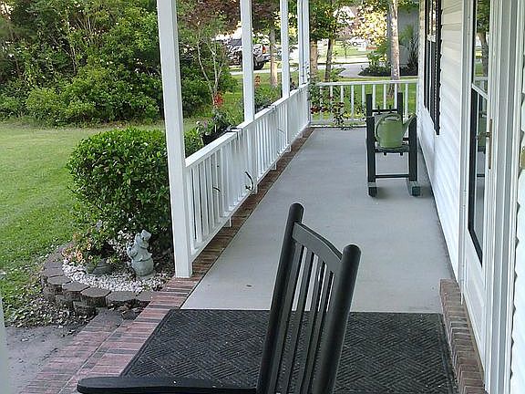 View down the covered porch