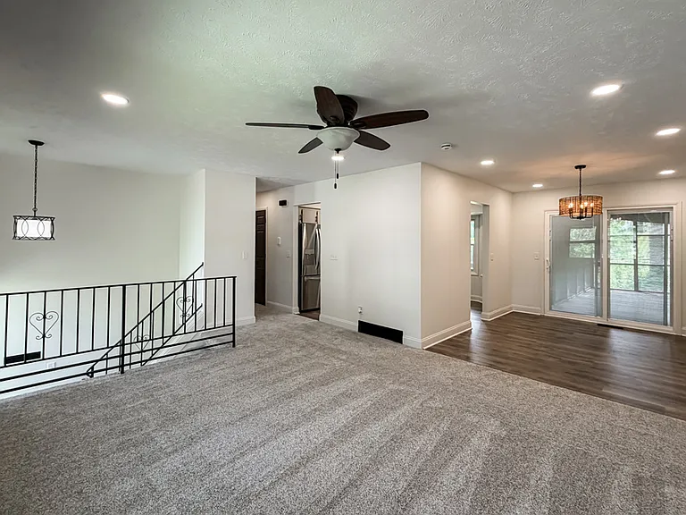 Living Area Looking Into Dining Area and Kitchen