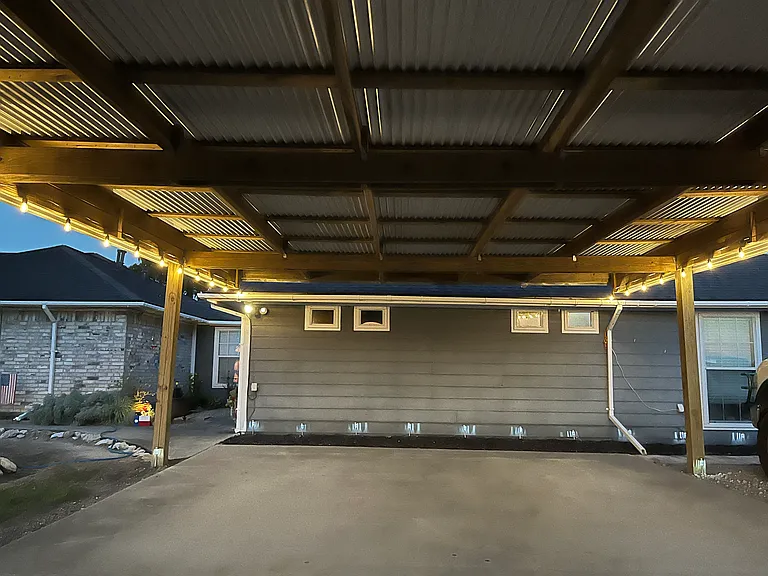 Covered parking with extra side parking pad